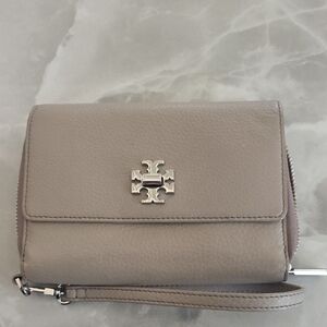 Tory Burch Taupe Leather Wristlet
